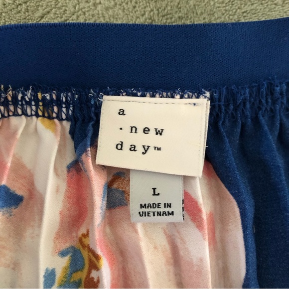 Pleated Maxi Skirt~Elastic Band Waist~Navy & Peach~Never Worn! - Picture 6 of 6